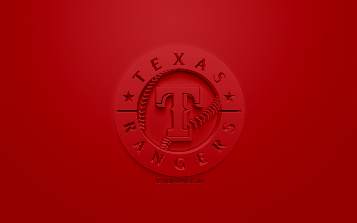 Texas Rangers, Amerikkalainen baseball club, luova 3D logo, punainen tausta, 3d-tunnus, MLB, Arlington, Texas, USA, Major League Baseball, 3d art, baseball, 3d logo