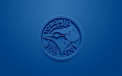 Toronto Blue Jays, Canadian baseball club, creative 3D logo, blue background, 3d emblem, MLB, Toronto, Canada, USA, Major League Baseball, 3d art, baseball, 3d logo