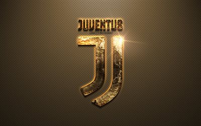 Juventus FC, golden logotyp, metalliska gyllene emblem, Italiensk fotboll club, Turin, Italien, golden snygg bakgrund, Serie A, fotboll, Juve