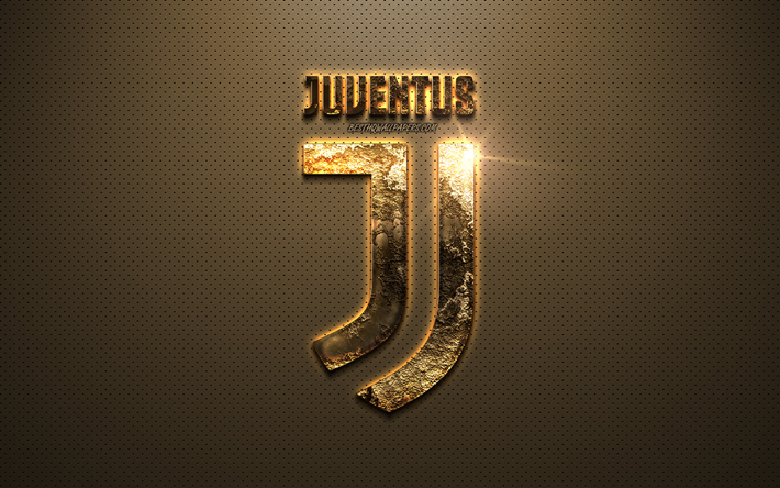 Juventus FC, golden logo, metallic golden emblem, Italian football club, Turin, Italy, golden stylish background, Serie A, football, Juve