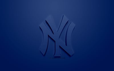 نيويورك يانكيز, البيسبول الأميركي النادي, الإبداعية شعار 3D, خلفية زرقاء, 3d شعار, MLB, نيويورك, الولايات المتحدة الأمريكية, دوري البيسبول, الفن 3d, البيسبول, شعار 3d