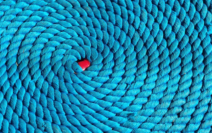 azul cuerdas de fondo, de la cuerda en espiral textura, macro, trenzado de la cuerda de la textura, de la cuerda de los c&#237;rculos, azul, antecedentes, cuerda de texturas, fondo con cuerdas, cuerdas de barco