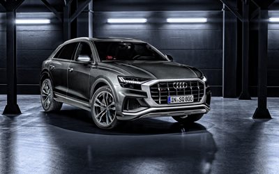 Audi SQ8, 2020, exterior, front view, luxury SUV, new gray SQ8, german cars, Audi