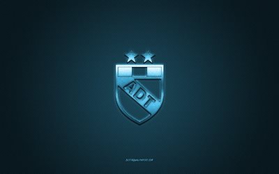 Asociacion Deportiva Tarma, Peruvian football club, blue logo, blue carbon fiber background, Liga 1, football, Peruvian Primera Division, Tarma, Peru, Asociacion Deportiva Tarma logo