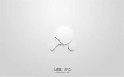 Table tennis 3d icon, white background, 3d symbols, Table tennis, sport icons, 3d icons, Table tennis sign, sport 3d icons