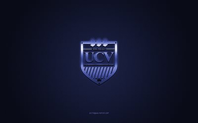 Club Deportivo Universidad Cesar Vallejo, Peruvian football club, blue logo, blue carbon fiber background, Liga 1, football, Peruvian Primera Division, Trujillo, Peru, Club Deportivo Universidad Cesar Vallejo logo