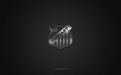 Tacuary FC, Paraguayan football club, silver logo, gray carbon fiber background, Paraguayan Primera Division, football, Asuncion, Paraguay, Tacuary FC logo