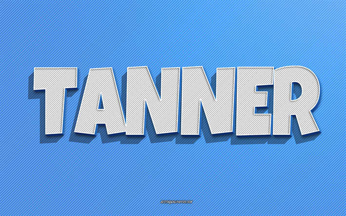 tanner, fond de lignes bleues, fonds d &#233;cran avec noms, nom de tanner, noms masculins, carte de voeux de tanner, dessin au trait, photo avec le nom de tanner