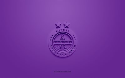 Ujpest FC, creative 3D logo, purple background, NB I, 3d emblem, Hungarian football club, Hungary, 3d art, football, Ujpest FC 3d logo