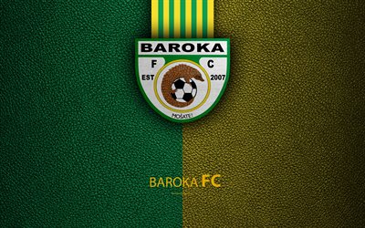 Baroka FC, 4k, logo, G&#252;ney Afrika Futbol Kul&#252;b&#252;, deri dokusu, yeşil sarı &#231;izgiler, amblem, Premier Futbol Ligi, PSL, Ga-Mphahlele, G&#252;ney Afrika, futbol