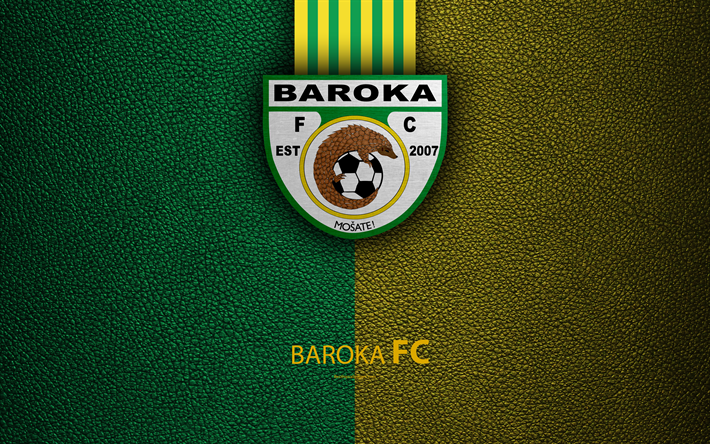 Baroka FC, 4k, logo, Etel&#228;-Afrikan Football Club, nahka rakenne, vihre&#228; keltainen linjat, tunnus, Premier Soccer League, PSL, Ga-Mphahlele, Etel&#228;-Afrikka, jalkapallo