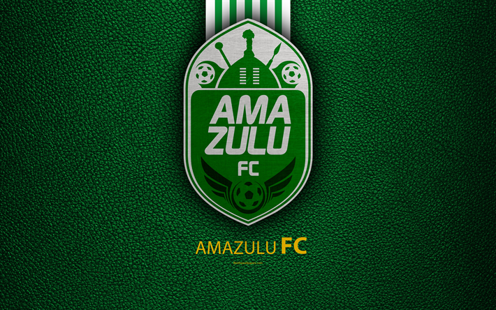 AmaZulu FC, 4k, شعار, جنوب أفريقيا لكرة القدم, جلدية الملمس, الأخضر خطوط بيضاء, الممتاز لكرة القدم, ااا, ديربان, جنوب أفريقيا, كرة القدم
