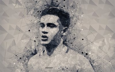 Philippe Coutinho, 4k, arte geometrica ritratto, viso, calciatore Brasiliano, arte creativa, Barcellona, Spagna, La Laga, calcio