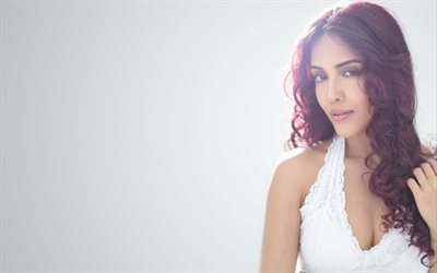 راشمي Buntwal, الأزياء الهندية نموذج, امرأة جميلة, تبادل لاطلاق النار الصورة, جميلة فستان أبيض مع الدانتيل, الوجه, المكياج, صورة