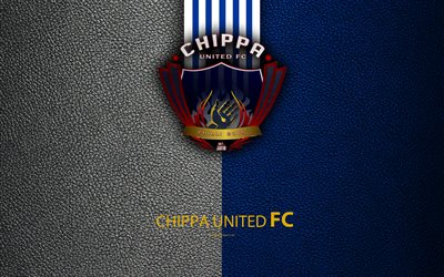 ChippaユナイテッドFC, 4K, 革の質感, ロゴ, 南アフリカのサッカークラブ, 青白線, エンブレム, プレミアサッカーリーグ, PSL, ポートエリザベス, 南アフリカ, サッカー