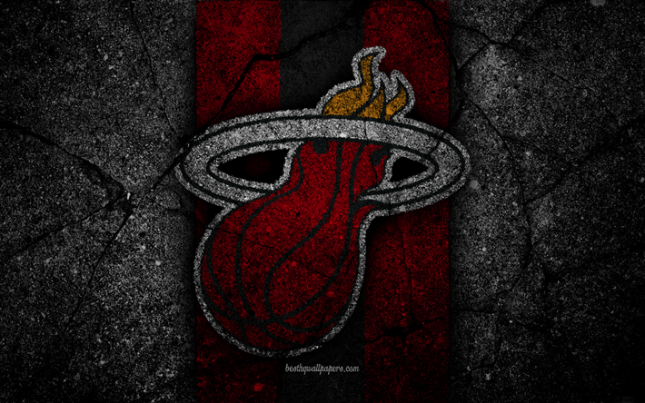 Miami Heat, NBA, 4k, logo, black stone