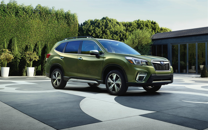 Subaru Forester, parking, 2019 cars, green Forester, new Forester, SUVs, Subaru