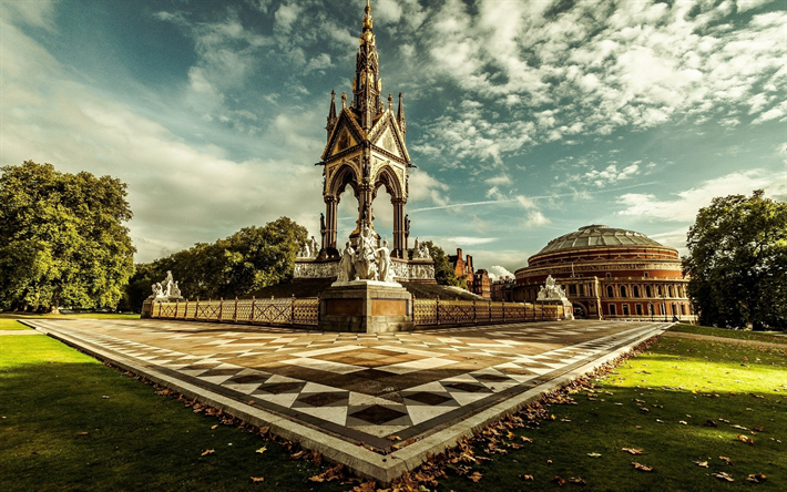 Albert Memorial, park, Kensington Bah&#231;eleri, yaz, Londra, İNGİLTERE