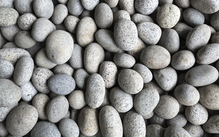 pedras cinzentas, seixo, costa, textura de pedra, suave arredondado pedras, praia