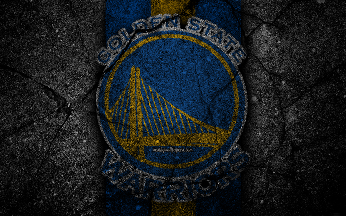 Golden State Warriors NBA, 4k, logo, pietra nera, il basket, il Western Conference, asfalto texture, USA, creativo, basket club, il Golden State Warriors logo