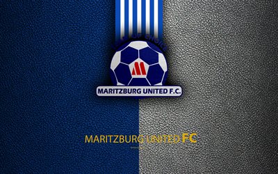 El maritzburg United FC, 4k, textura de cuero, logotipo, sud&#225;frica, club de f&#250;tbol, azul, l&#237;neas en blanco, con el emblema de la Premier Soccer League, PSL, Pietermaritzburg, f&#250;tbol