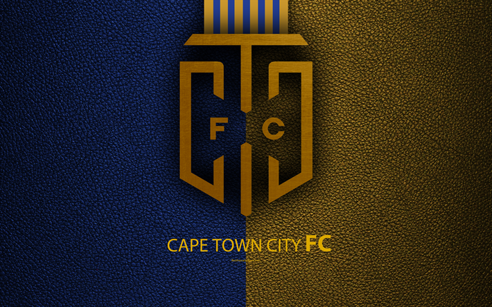 cape town city fc, 4k, leder textur, logo, south african football club, blau, gelbe linien, emblem, premier soccer league psl, kapstadt, s&#252;dafrika, fu&#223;ball