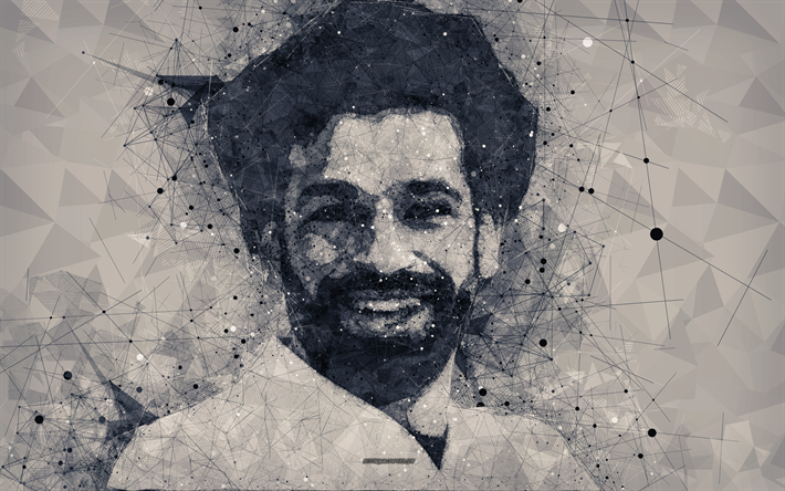 Mohamed Salah, 4k, 創造の幾何学的画像, 顔, エジプトのフットボーラー, 【クリエイティブ-アート, サッカー, リバプールFC, プレミアリーグ, イギリス