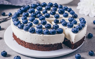 cheesecake, berries, blueberries, cake, pastries, cake with blueberries