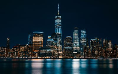 New Jersey, 4k, skyskrapor, natt, panorama, USA, stadsbilder, Amerika