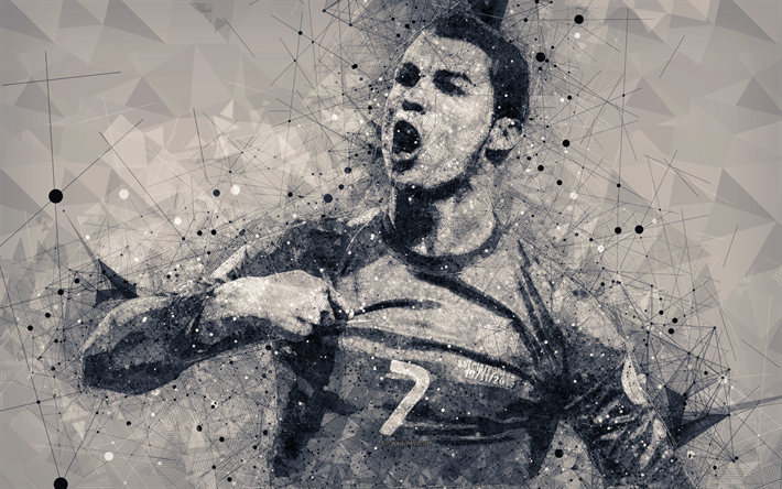 Cristiano Ronaldo, 4k, 創造の幾何学的画像, ポルトガル語フットボーラー, 顔, 【クリエイティブ-アート, ポルトガル代表サッカーチーム, レアル-マドリード, スペイン, サッカー