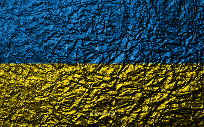 Bandeira da Ucr&#226;nia, 4k, textura de pedra, ondas de textura, Bandeira ucraniana, s&#237;mbolo nacional, Ucr&#226;nia, Europa, pedra de fundo