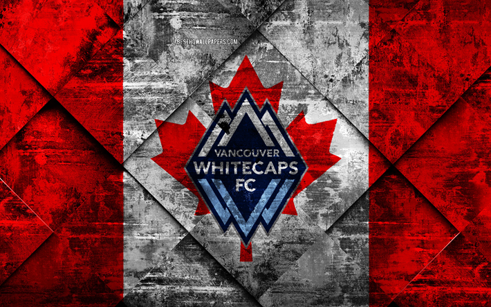 Vancouver Whitecaps FC, 4k, Canadian soccer club, grunge art, grunge texture, Canadian flag, MLS, Vancouver, British Columbia, Canada, USA, Major League Soccer, football