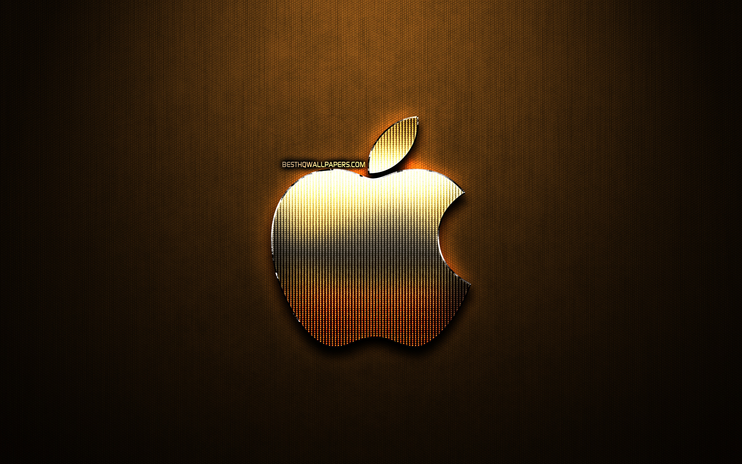 Download wallpapers Apple glitter logo, creative, bronze metal ...