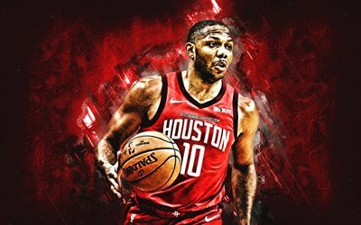Eric Gordon, NBA, Houston Rockets, red stone background, American Basketball Player, portrait, USA, basketball, Houston Rockets players