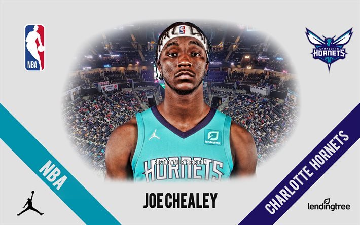 Joe Chealey, Charlotte Hornets, American Basketball Player, NBA, portrait, USA, basketball, Spectrum Center, Charlotte Hornets logo
