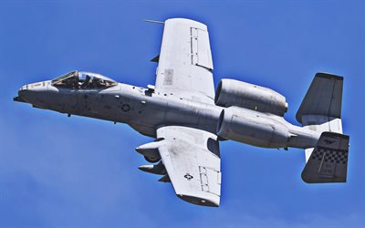 Fairchild Republic A-10 Thunderbolt II, blue sky, attack aircraft, US Army, Thunderbolt, combat aircraft, US Air Force, flying A-10 Thunderbolt