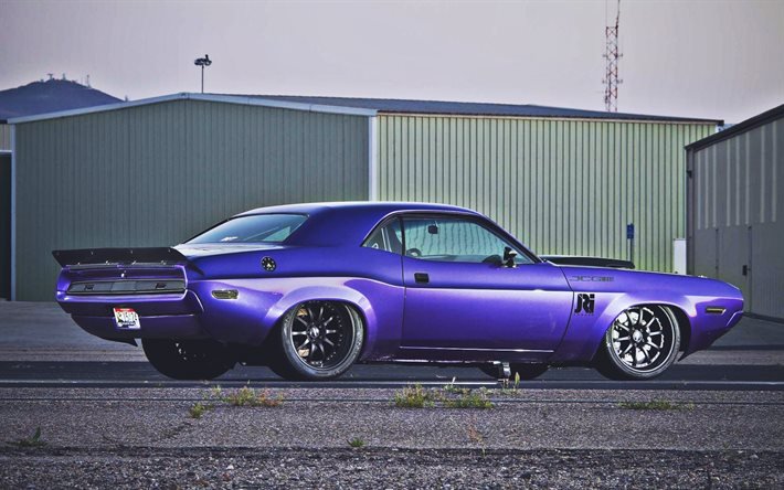 Dodge Challenger, back view, 1970 cars, muscle cars, retro cars, 1970 Dodge Challenger, HDR, american cars, Dodge