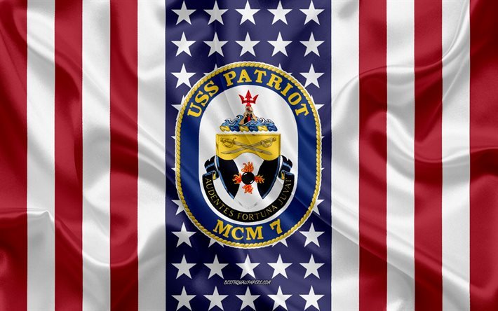 USS Patriot Tunnus, MCM-7, Amerikan Lippu, YHDYSVALTAIN Laivaston, USA, USS Patriot Rintanappi, YHDYSVALTAIN sotalaiva, Tunnus USS Patriot