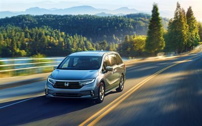 Honda Odyssey, 4k, estrada, 2020 carros, minivans, HDR, 2020 Honda Odyssey, carros japoneses, Honda