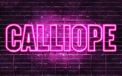 Calliope, 4k, wallpapers with names, female names, Calliope name, purple neon lights, Happy Birthday Calliope, picture with Calliope name