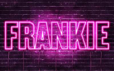 Frankie, 4k, wallpapers with names, female names, Frankie name, purple neon lights, Happy Birthday Frankie, picture with Frankie name