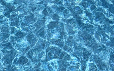 blaue wasser textur, wellen, blauer hintergrund, wasser, textur, pool, ansicht von oben, meer textur