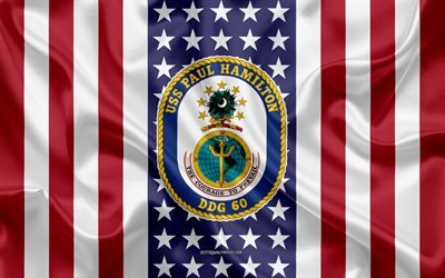 USS Paul Hamilton USS Paul Hamilton Amblemi, DDG-60, Amerikan Bayrağı, ABD Deniz Kuvvetleri, ABD, USS Paul Hamilton Rozet, ABD savaş gemisi, Amblemi