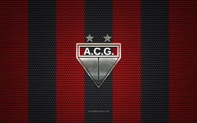 AC Goianiense logotyp, Brasiliansk fotboll club, metall emblem, r&#246;d-svart metalln&#228;t bakgrund, OCH Goianiense, Serien, Goiania, Delstaten Goi&#225;s, Brasilien, fotboll