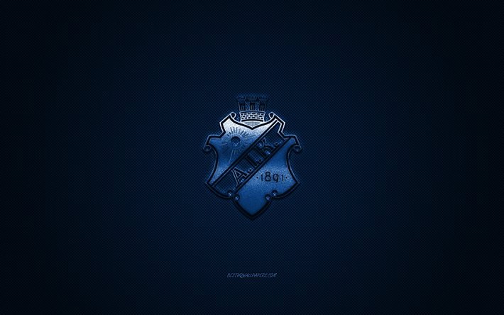 AIK, スウェーデンのサッカークラブ, プレミアリーグ, 青色のロゴ, ブルーカーボンファイバの背景, サッカー, ストックホルム, スウェーデン, AIKロゴ