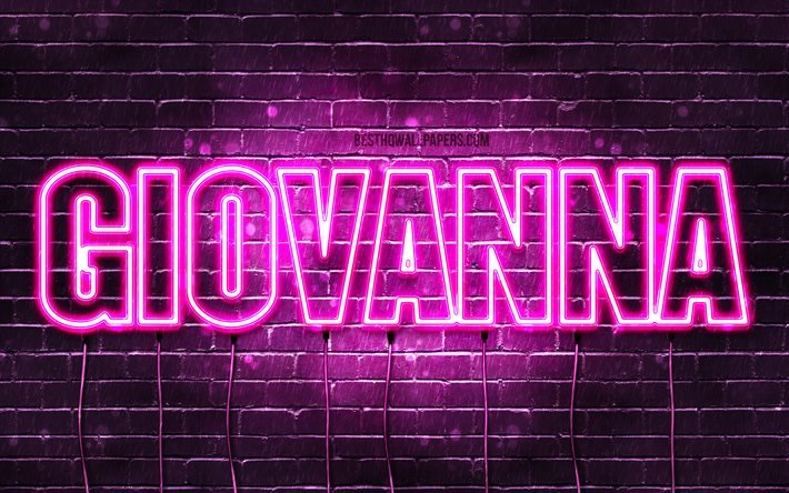 Giovanna, 4k, pap&#233;is de parede com os nomes de, nomes femininos, Giovanna nome, roxo luzes de neon, Feliz Anivers&#225;rio Giovanna, foto com Giovanna nome