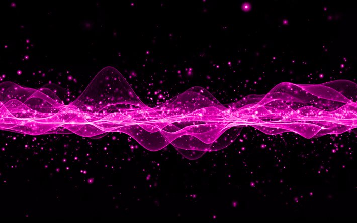 purple abstract wave, black background, waves background, purple wave, creative purple wave background, abstract waves