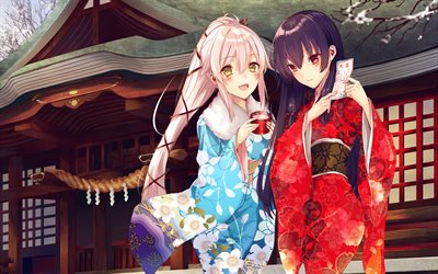 Isokaze, Yura, kimono, manga, Kancolle, Kantai Collection