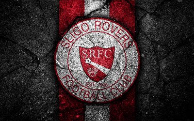 4k, Sligo Rovers FC, le logo, l&#39;Irlande, Premier ministre de la Division, de la pierre noire, le football, club de football, l&#39;Irlandais de Premier League, Sligo Rovers, IPD, l&#39;asphalte, la texture, le FC Sligo Rovers