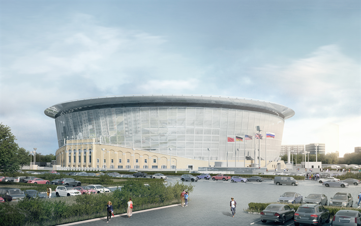 Estadio Central, Ekaterimburgo Arena, 4k, ruso estadio de f&#250;tbol de 2018 Copa Mundial de la FIFA Rusia 2018, el campo deportivo, proyecto, Ekaterimburgo, Rusia